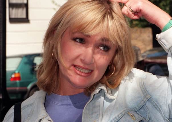 Caroline Aherne arriving home in 1998 after she checked out of the Priory clinic