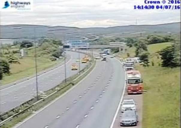 The scene on the M62 this afternoon