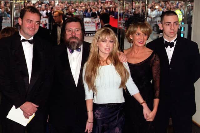 Caroline Aherne with the cast of The Royle Family (left to right) Craig Cash, Ricky Tomlinson, Sue Johnston and Ralph Little. Credit: Peter Jordan/PA Wire.