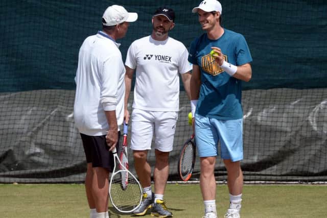 Andy Murray with coach Ivan Lendl (left) during practice at Wimbledon on Tuesday morning. Picture: Anthony Devlin/PA.