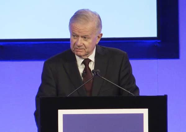 Sir John Chilcot speaking at the QEII Centre in London where he presented his inquiry's report into the Iraq War