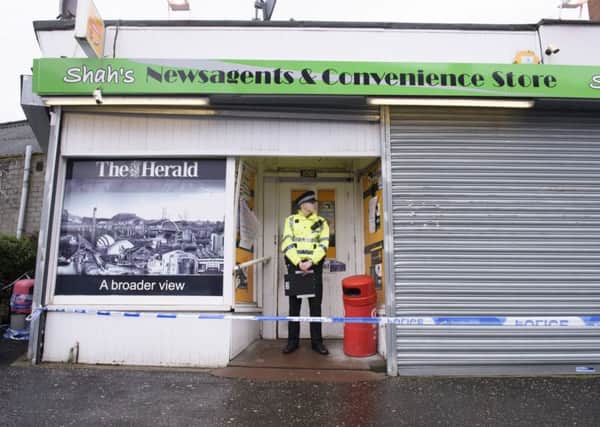 File photo dated 26/3/2016 of the shop where Asad Shah worked in Shawlands, Glasgow as Tanveer Ahmed has pleaded guilty at the High Court in Glasgow to murdering the respected businessman. PRESS ASSOCIATION Photo. Issue date: Thursday July 7, 2016. Shah, 40, who ran a convenience store in the city's Shawlands area, died following an attack by 32-year-old  Ahmed on March 24. See PA story COURTS Shopkeeper. Photo credit should read: John Linton/PA Wire