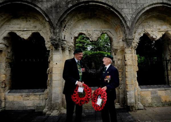 The Battle of Kohima Remembrance Service at Deans Park, York Minster. Kohima Veterens John Giddings (left) and Bob Allen pictured at the service. Picture by Simon Hulme