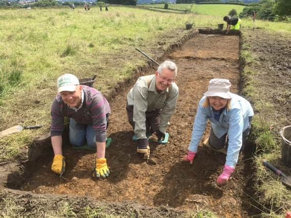 Volunteer archaeologists from the Time Travellers undertaking preliminary excavation of the Roman signal station at Whirlow Hall Farm, Sheffield