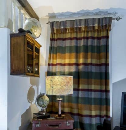 One of Sara's lamps - the curtain behind was made from an Avoca blanket