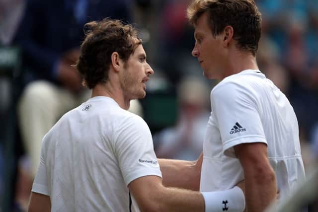 Andy Murray shakes hands with Tomas Berdych after Friday's semi-final between the two. Picture: Steve Paston/PA.