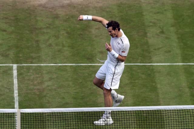 Andy Murray celebrates beating Tomas Berdych in Friday's semi-final. Picture: Tim Ireland/PA.