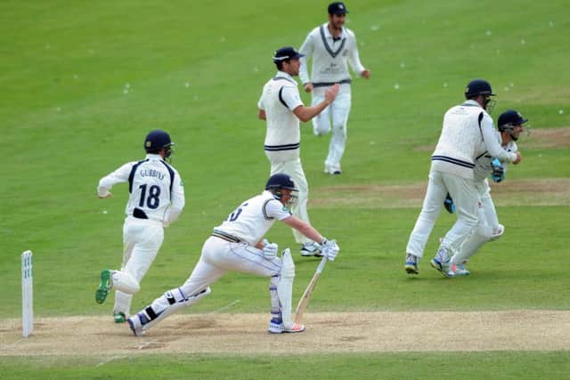 RUNS NEEDED: Yorkshire's Andrew Gale is dismissed in last week's defeat to Middlesex at Scarborough. 
Picture: Jonathan Gawthorpe