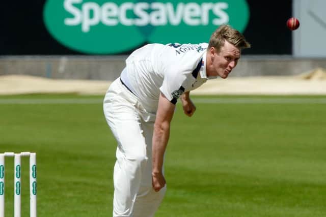 GOT HIM: Yorkshire's Steve Patterson struck in Monday's opening session at The Oval to remove Surrey's Dominic Sibley.