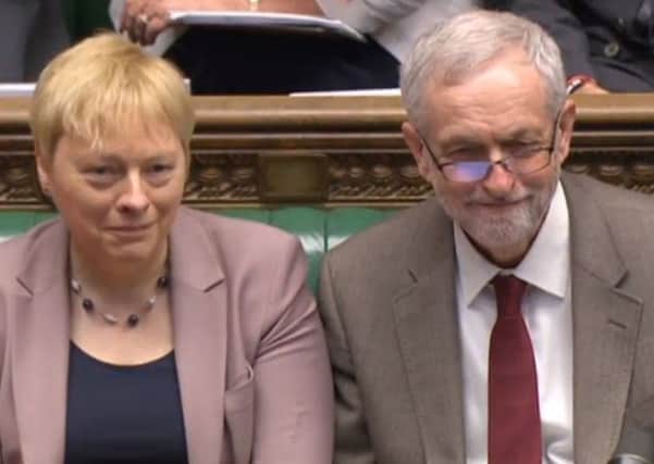 Angela Eagle with Jeremy Corbyn, who she is to challenge for leadership of the Labour Party. Pic: PA.
