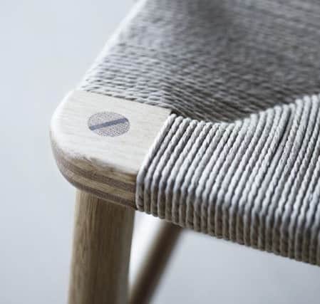 The chair features intricate detail