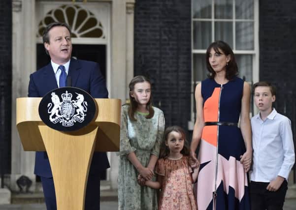 David Cameron with his family outside 10 Downing Street today