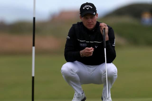 Sheffield's Danny Willett lines up a putt on the first tee during practice day at Royal Troon. Picture: Peter Byrne/PA.