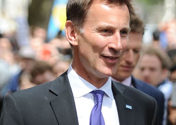 Jeremy Hunt who is to remain as Health Secretary leaves Downing Street, London, as Theresa May continues the process of appointing ministers to her new administration. Image: Andrew Matthews/PA Wire