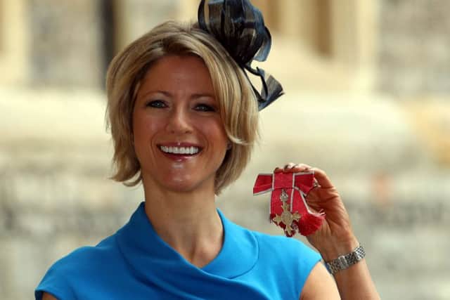 Jacqui Oatley after receiving her MBE from the Princess Royal at Windsor Castle last week. (Steve Parsons/PA Wire).