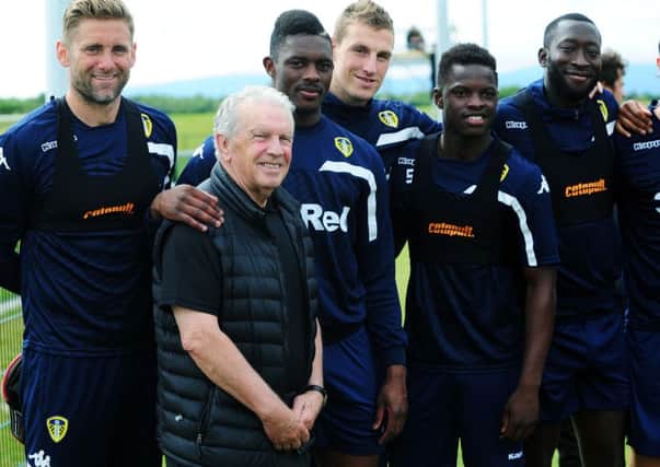 LEGEND: Leeds United players meet one of the greatest players in the clubs history, Dublin-born 75-year-old Johnny Giles, during the pre-season tour of Ireland. Pictures: Jonathan Gawthorpe