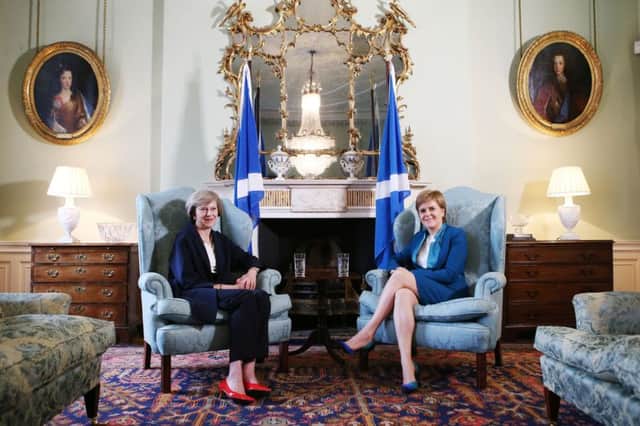 Prime Minister Theresa May meets Scotland's First Minister Nicola Sturgeon at Bute House in Edinburgh.