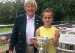 Yorkshire Ladies County Golf Association captain Dawn Clegg with Saffron Thompson (Sandburn), winner of the Victory Bowl.