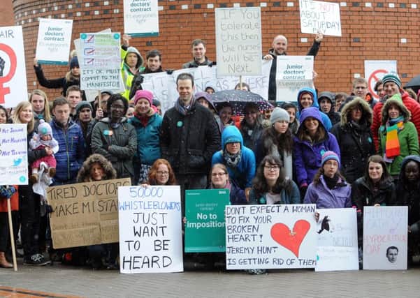 Striking junior doctors outside Leeds General Infirmary in April this year. (Picture by Simon Hulme).