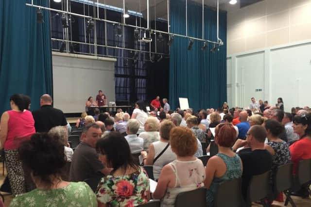 A residents' meeting of people living on the Mexborough housing development