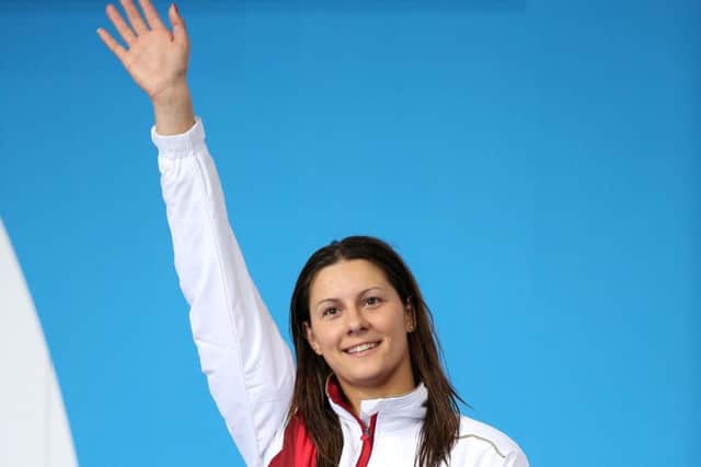 Middlesbrough's Aimee Willmott celebrates on the podium celebrates finishing second in the Women's 200m Butterfly Final at Tollcross Swimming Centre, during the 2014 Commonwealth Games in Glasgow.