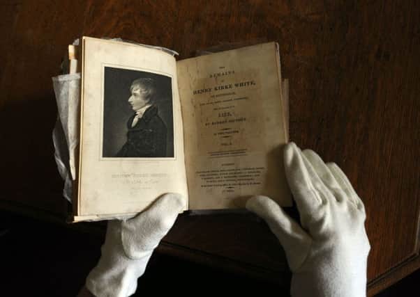 Library and Collections Officer Sarah Laycock looks at Mis Bronte's annotated copy of Robert Southeys 'The Remains of Henry Kirke' at the Bronte Parsonage Museum, Haworth.
Picture by Simon Hulme