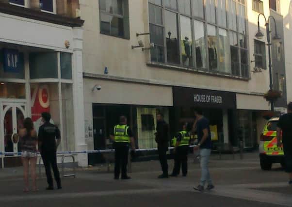 Ian Mills's picture of police at the scene tonight in Briggate, Leeds