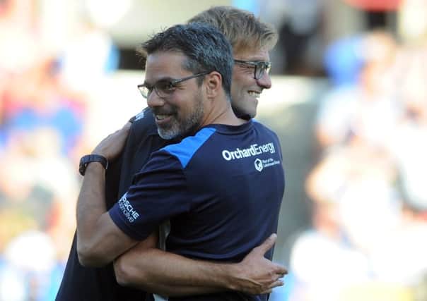 20 July 2016.......    Huddersfield Town v Liverpool, pre-season friendly 
Terriers manager David Wagner with his Liverpool counterpart and friend Jurgen Klopp Picture Tony Johnson.