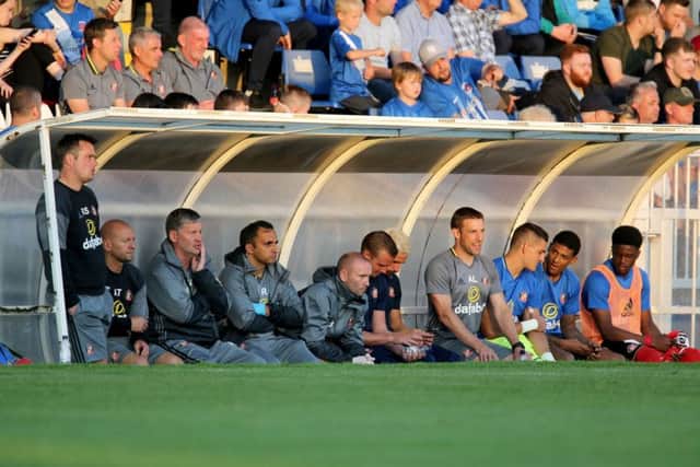 Sunderland manager Sam Allardyce was missing from his team's bench for the second half of the pre-season friendly match at Hartlepool. Picture: Richard Sellers/PA.