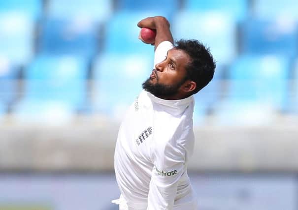 Yorkshire and England's Adil Rashid delivers the ball against Pakistan in Dubai last October. Picture: AP/Kamran Jebreili.