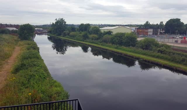The canal at Parkgate, Rotherham, close to where the body of an 11-year-old boy was pulled from the water.