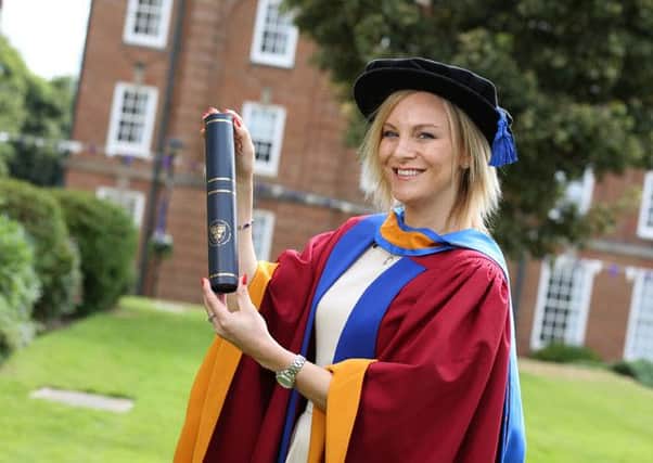 Radio star and transgender icon Stephanie Hirst has received an Honorary Doctorate from Leeds Beckett University.