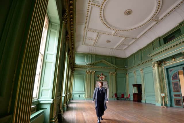 Gillian Waters, Education and Learning Officer with the Opening Doors Project, pictured inside the empty State Room at the Mansion House, York, before every room was stripped of furniture ahead of the refurbishment work. Picture: Anna Gowthorpe