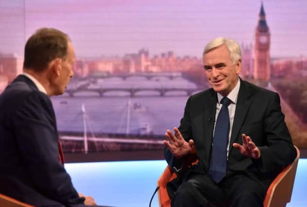 Marr and Shadow Chancellor John McDonnell on the BBC One current affairs programme, The Andrew Marr Show