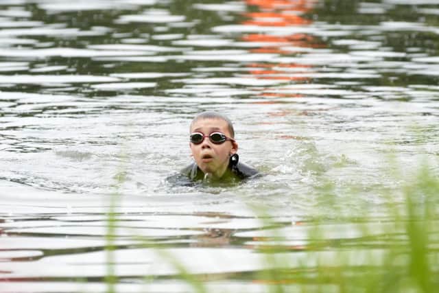 Bailey Matthews on his second triathlon at Castle Howard. Picture: Bruce Rollinson