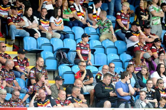 FORGETTABLE: Bradford Bulls fans look on as their team falls to defeat at Featherstone. Picture James Hardisty.