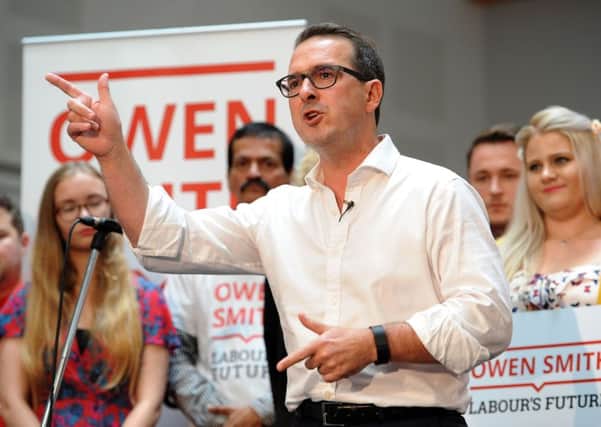 Labour leadership contender Owen Smith on stage as he launches his campaign at the Coleg y Cymoedd in Nantgarw in Wales. Today he is in Orgreave, South Yorkshire. Andrew Matthews/PA Wire