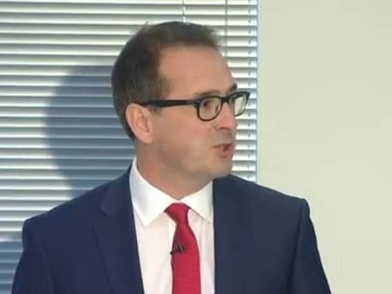 Owen Smith MP filmed by Sky News as he delivered his speech at Orgreave's advanced manufacturing park near Rotherham this morning.
