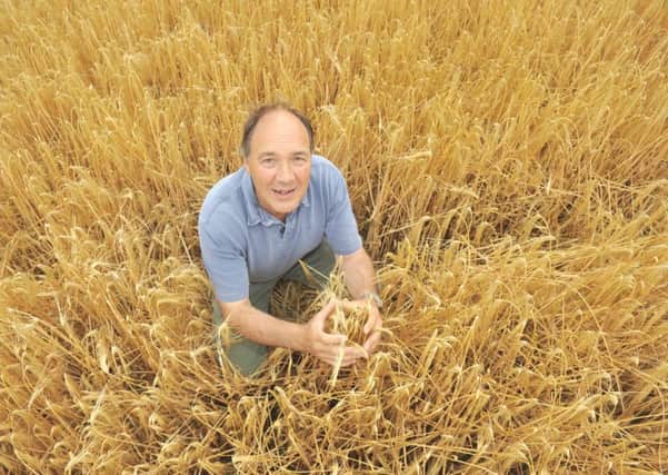 Peter Trickett of Fortshot House Farm Wyke near Leeds in a field of barley.