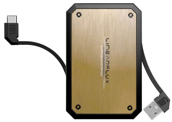 The Linearflux LithiumCard Pro Portable Micro USB Power Bank, available from Mobile Fun.