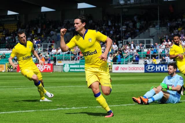 NEW FACE: Leeds United's Marcus Antonsson celebrates his first goal in a Leeds shirt on tour in Ireland against Shamrock Rovers. Picture: Jonathan Gawthorpe.