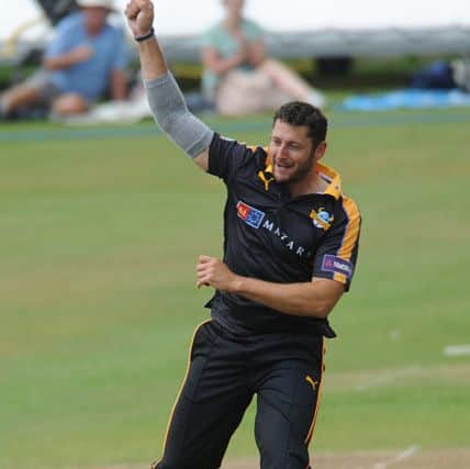 Man-of-the-match Tim Bresnan one of his two wickets agauinst Nottinghamshire at Scarborough. Picture: Dave Williams.
