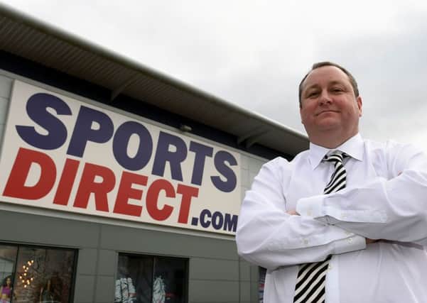 Sports Direct founder Mike Ashley outside the Sports Direct headquarters in Shirebrook.