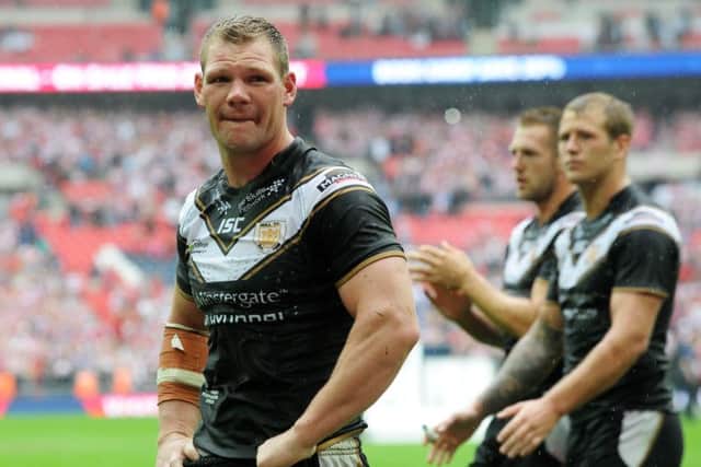 What might have been: Danny Tickle, left, cuts a disconsolate figure at the final hooter as Hull FC failed to even score a point in the 2013 Challenge Cup final at Wembley.