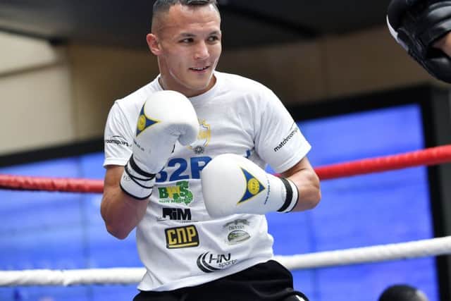 Leeds champion boxer Josh Warrington performs in an open workout at Leeds Trinity, ahead of this Saturday's fight at First Direct Arena, against Patrick Hyland. (Picture: Jonathan Gawthorpe)