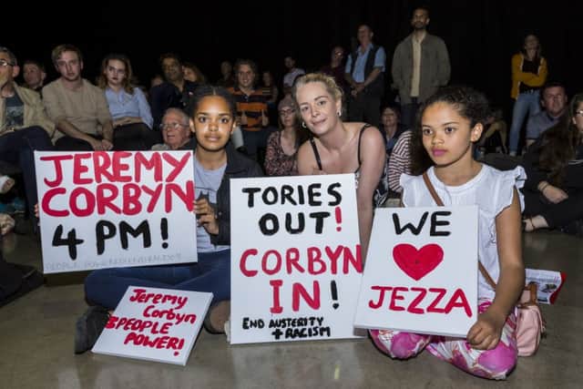Supporters of Labour leader Jeremy Corbyn at a packed leadership campaign rally at New Dock Hall, Leeds.
Picture taken on Saturday 30 July 2016.