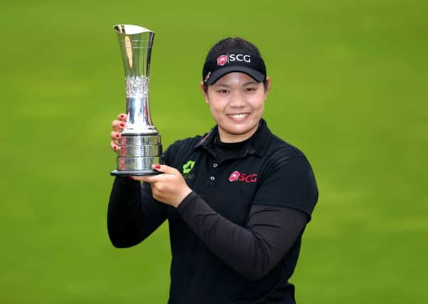Thailand's Ariya Jutanugarn poses with the trophy after winning the Women's British Open at Woburn (Picture: Steve Paston/PA Wire).
