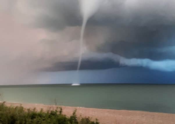 A water spout at Thorpeness on the Suffolk coast.