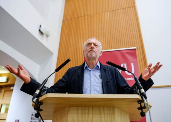 Labour leader Jeremy Corbyn speaks following a meeting to confirm the Communication Workers Union's support for Corbyn during the Labour leadership contest, at Hamilton House in London. Picture: Anthony Devlin/PA Wire