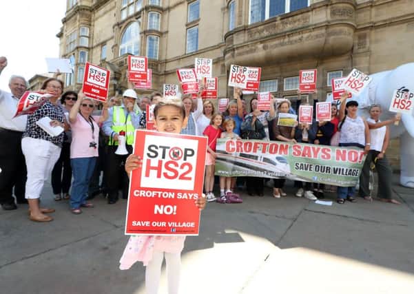Campaigners from the Crofton Against HS2 group, who are fighting plans to send trains through their village, meeting Wakefield Council leader Peter Box at Wakefield town hall.